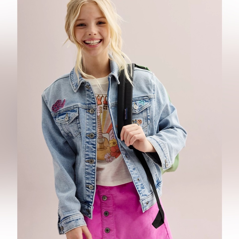 SO Kids' Denim Jacket with Colorful Patches